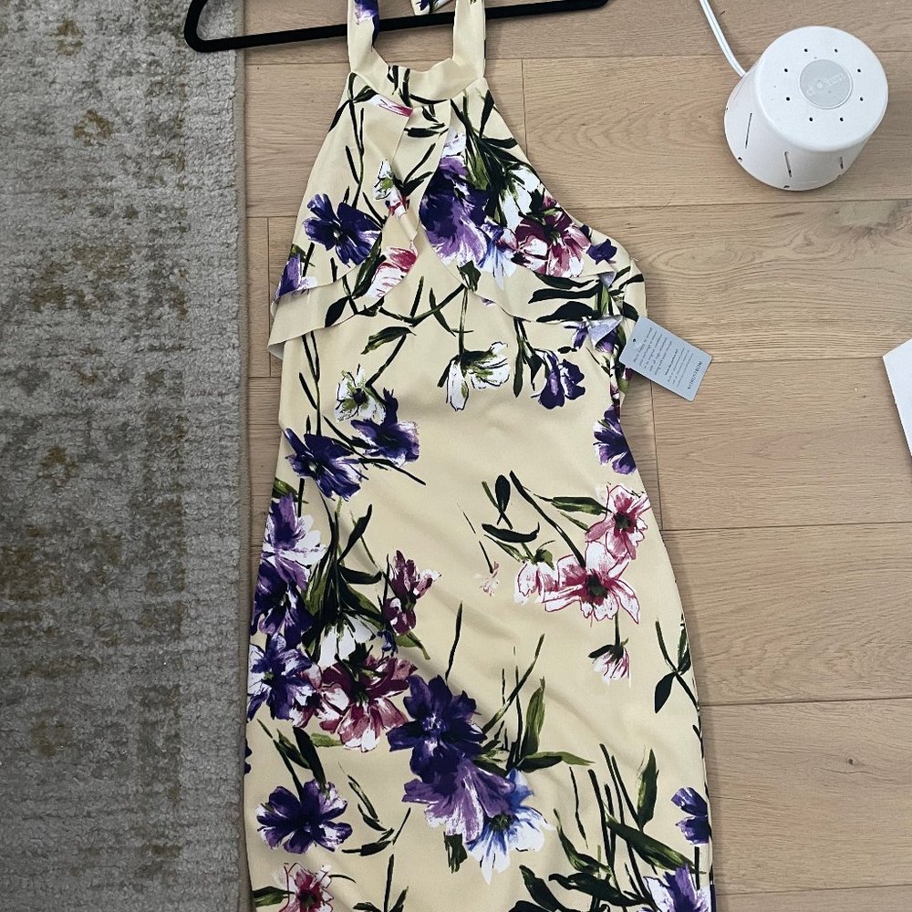 Bebe Printed Halter Ruffle Midi NWT - Picture 4 of 5